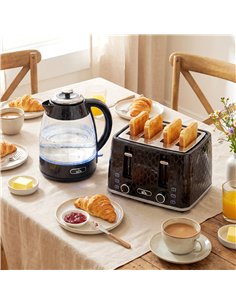 HOMCOM Kettle and Toaster Set, 1.7L 3000W Rapid Kettle with Strix Thermostat, 4 Slice Toaster with 7 Browning Controls, Black 2