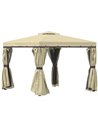 Outsunny 3x3m Gazebo with 2-Tier Water Repellent Roof, Mosquito Netting, Beige