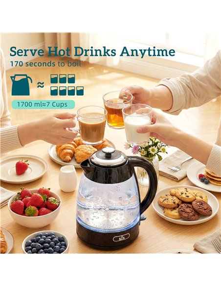 HOMCOM Kettle and Toaster Set, 1.7L 3000W Rapid Kettle with Strix Thermostat, 4 Slice Toaster with 7 Browning Controls, Black - pic 193030 | FastDaddyshop