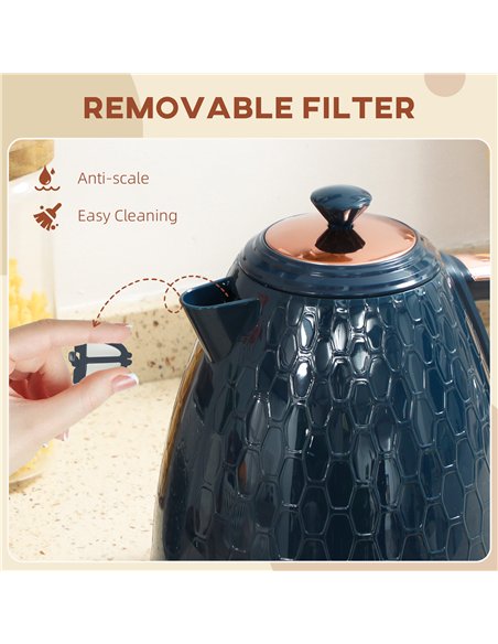 HOMCOM 3000W Rapid Boil Honeycomb Kettle - Dark Blue - pic 193042 | FastDaddyshop