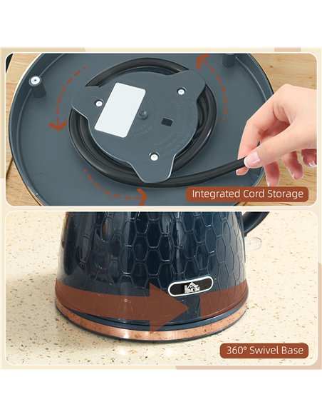 HOMCOM 3000W Rapid Boil Honeycomb Kettle - Dark Blue - pic 193043 | FastDaddyshop