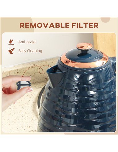 HOMCOM 3kW Rapid Boil Honeycomb Kettle - Dark Blue