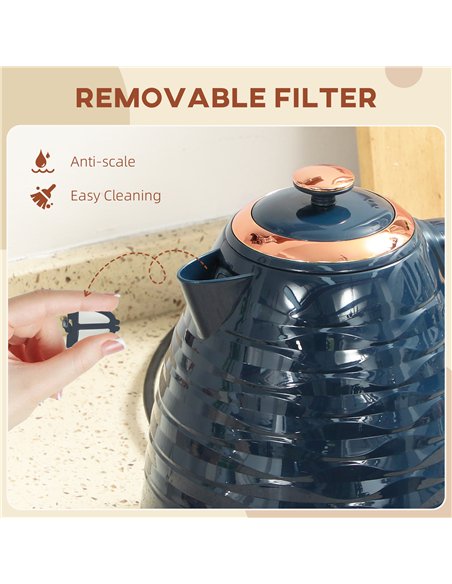 HOMCOM 3kW Rapid Boil Honeycomb Kettle - Dark Blue - pic 193051 | FastDaddyshop