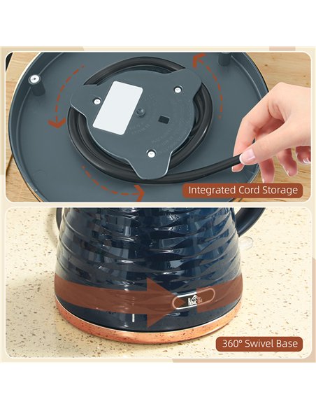 HOMCOM 3kW Rapid Boil Honeycomb Kettle - Dark Blue - pic 193052 | FastDaddyshop