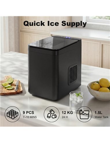 HOMCOM Countertop Ice Maker Machine Self-Cleaning Compact Ice Machine with Ice Scoop and Basket Black