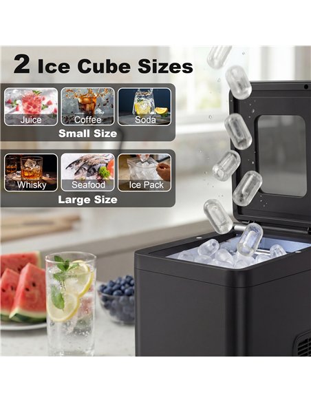 HOMCOM Countertop Ice Maker Machine Self-Cleaning Compact Ice Machine with Ice Scoop and Basket Black - pic 193058 | FastDaddyshop