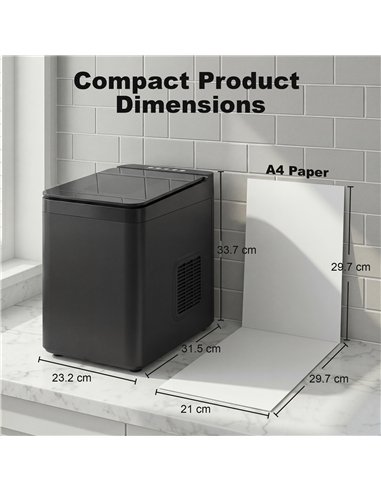 HOMCOM Countertop Ice Maker Machine Self-Cleaning Compact Ice Machine with Ice Scoop and Basket Black