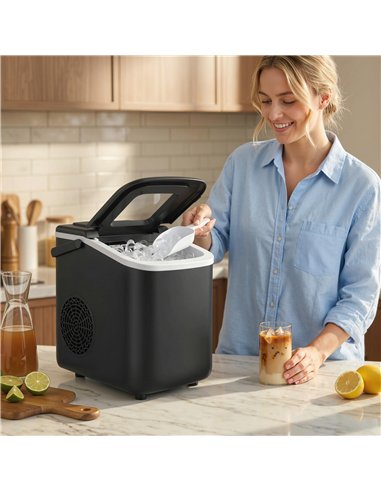 HOMCOM Countertop Ice Maker Machine 9 Cubes in 7 Mins Portable Ice Machine Ice Scoop and Basket 2 Sizes Black
