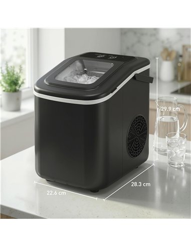 HOMCOM Countertop Ice Maker Machine 9 Cubes in 7 Mins Portable Ice Machine Ice Scoop and Basket 2 Sizes Black