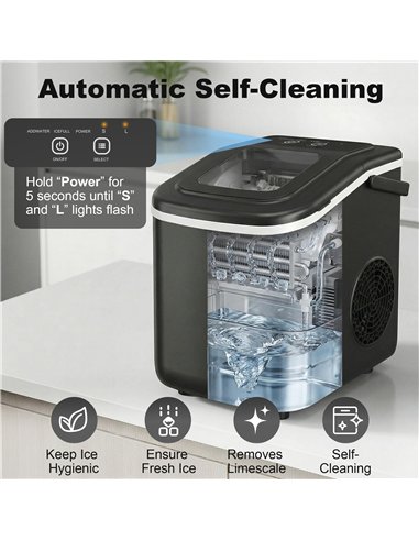 HOMCOM Countertop Ice Maker Machine 9 Cubes in 7 Mins Portable Ice Machine Ice Scoop and Basket 2 Sizes Black