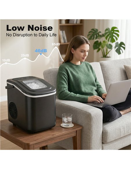 HOMCOM Countertop Ice Maker Machine 9 Cubes in 7 Mins Portable Ice Machine Ice Scoop and Basket 2 Sizes Black - pic 193069 | FastDaddyshop