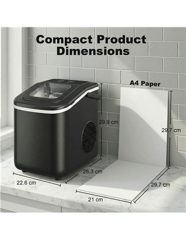 HOMCOM Countertop Ice Maker Machine 9 Cubes in 7 Mins Portable Ice Machine Ice Scoop and Basket 2 Sizes Black