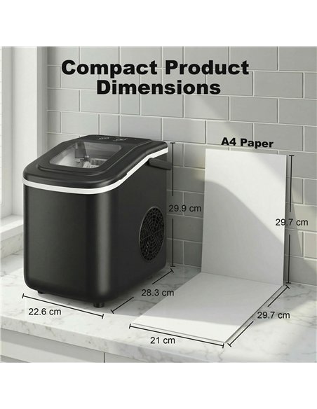 HOMCOM Countertop Ice Maker Machine 9 Cubes in 7 Mins Portable Ice Machine Ice Scoop and Basket 2 Sizes Black - pic 193070 | FastDaddyshop