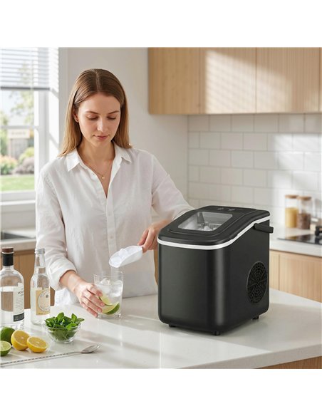 HOMCOM Countertop Ice Maker Machine 9 Cubes in 7 Mins Portable Ice Machine Ice Scoop and Basket 2 Sizes Black - pic 193071 | FastDaddyshop
