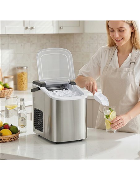 HOMCOM Ice Maker Machine Countertop, 9 Cubes Ready in 7 Mins, 12 KG in 24Hrs, 2 Sizes of Bullet, Self-Cleaning Ice Machine with  - pic 193073 | FastDaddyshop