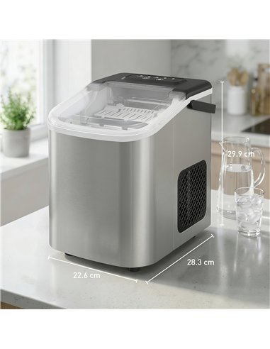 HOMCOM Ice Maker Machine Countertop, 9 Cubes Ready in 7 Mins, 12 KG in 24Hrs, 2 Sizes of Bullet, Self-Cleaning Ice Machine with 