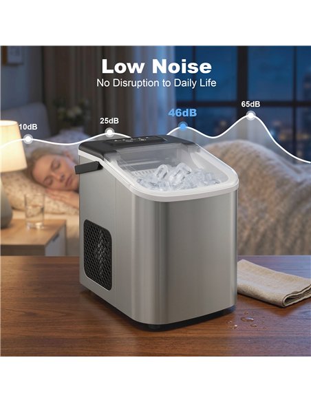 HOMCOM Ice Maker Machine Countertop, 9 Cubes Ready in 7 Mins, 12 KG in 24Hrs, 2 Sizes of Bullet, Self-Cleaning Ice Machine with  - pic 193078 | FastDaddyshop