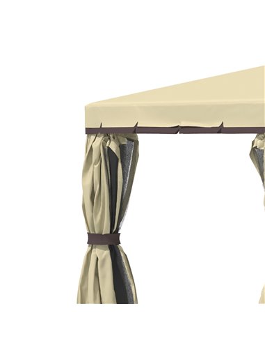 Outsunny 3x3m Gazebo with 2-Tier Water Repellent Roof, Mosquito Netting, Beige