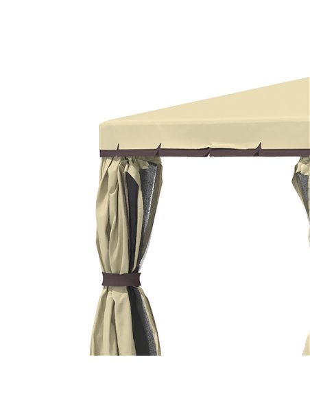Outsunny 3x3m Gazebo with 2-Tier Water Repellent Roof, Mosquito Netting, Beige - pic 19308 | FastDaddyshop