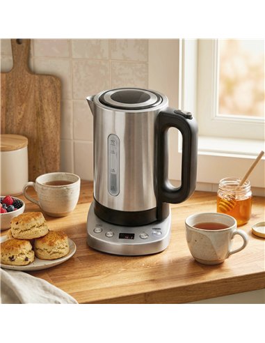 HOMCOM Electric Kettle, 1.7L, Fast Boil, 3kW Water Kettle with UK Strix Thermostat, Keep Warm Function, LCD Base, Silver Tone