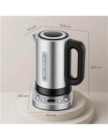 HOMCOM Electric Kettle, 1.7L, Fast Boil, 3kW Water Kettle with UK Strix Thermostat, Keep Warm Function, LCD Base, Silver Tone