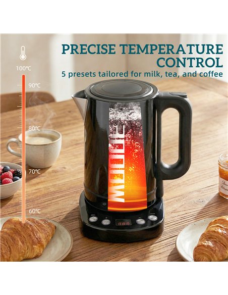 HOMCOM Electric Kettle, 1.7L, Fast Boil, 3kW Water Kettle with UK Strix Thermostat, Keep Warm Function, LCD Base, Black - pic 193095 | FastDaddyshop