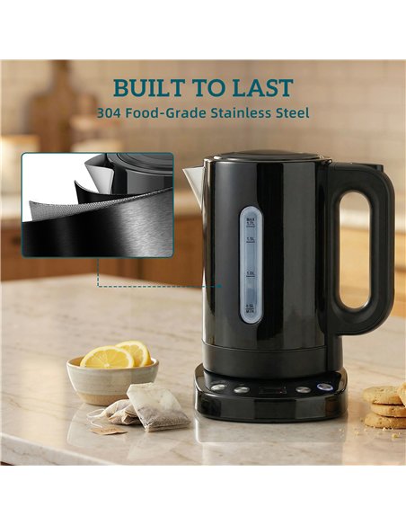HOMCOM Electric Kettle, 1.7L, Fast Boil, 3kW Water Kettle with UK Strix Thermostat, Keep Warm Function, LCD Base, Black - pic 193098 | FastDaddyshop