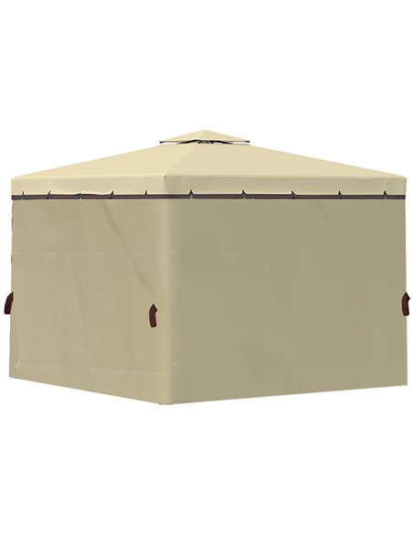 Outsunny 3x3m Gazebo with 2-Tier Water Repellent Roof, Mosquito Netting, Beige - pic 19310 | FastDaddyshop