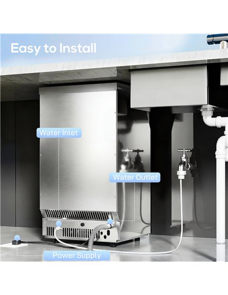 HOMCOM Commercial Ice Maker Machine, 45kg/24H Stainless Steel Under Counter or Freestanding Ice Machine, Silver - pic 193105 | FastDaddyshop