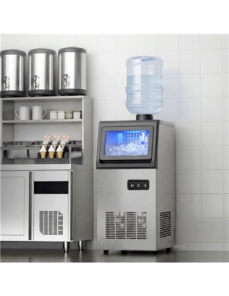 HOMCOM Commercial Ice Maker Machine, 45kg/24H Stainless Steel Under Counter or Freestanding Ice Machine, Silver - pic 193107 | FastDaddyshop