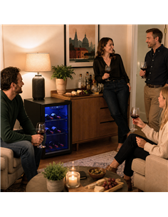 HOMCOM 16 Bottle Wine Cooler, 48 Litre Capacity, 4-16°C Tabletop Counter Drinks Wine Fridge with Glass Door, LED Light, Black 2