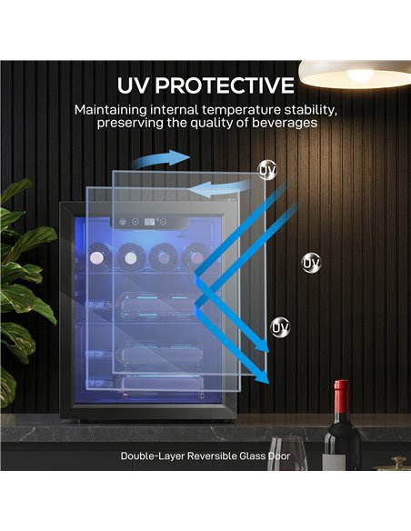 HOMCOM 16 Bottle Wine Cooler, 48 Litre Capacity, 4-16°C Tabletop Counter Drinks Wine Fridge with Glass Door, LED Light, Black - pic 193116 | FastDaddyshop