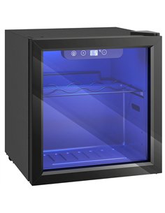 HOMCOM 12 Bottle Wine Cooler, 36 Litre Capacity, 4-16°C Tabletop Drinks Wine Fridge with Glass Door, LED Light, Black