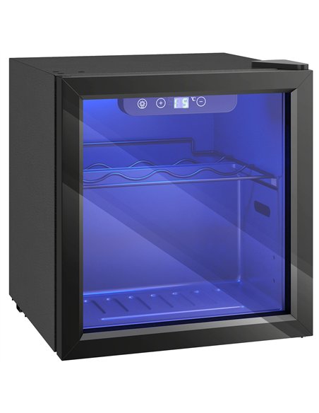 HOMCOM 12 Bottle Wine Cooler, 36 Litre Capacity, 4-16°C Tabletop Drinks Wine Fridge with Glass Door, LED Light, Black - pic 193117 | FastDaddyshop
