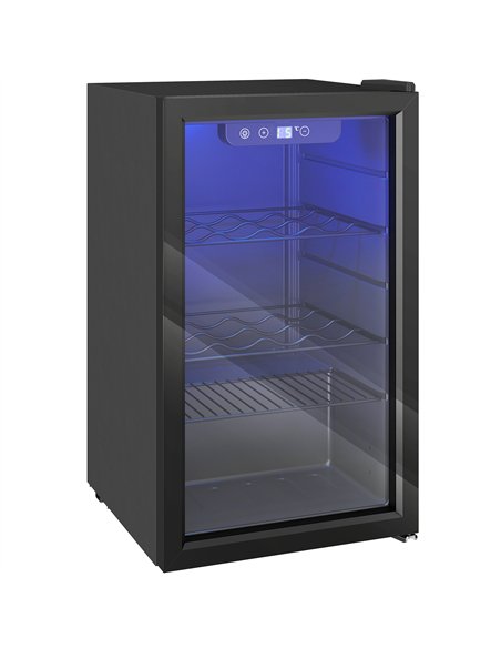 HOMCOM 24 Bottle Wine Cooler, 68 Litre Capacity, 4-16°C Freestanding Drinks Wine Fridge with Glass Door, Black - pic 193126 | FastDaddyshop