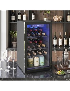 HOMCOM 24 Bottle Wine Cooler, 68 Litre Capacity, 4-16°C Freestanding Drinks Wine Fridge with Glass Door, Black 2