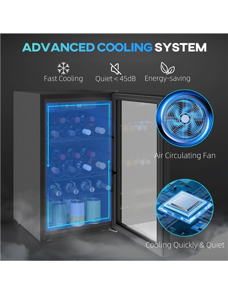 HOMCOM 24 Bottle Wine Cooler, 68 Litre Capacity, 4-16°C Freestanding Drinks Wine Fridge with Glass Door, Black - pic 193129 | FastDaddyshop