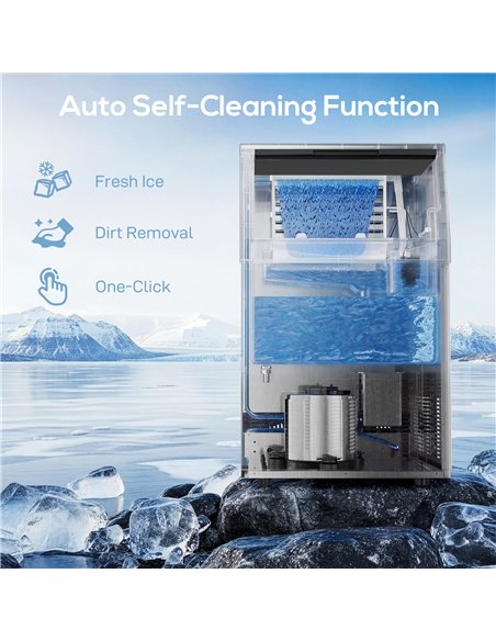 HOMCOM Commercial Ice Maker Machine, 36kg/24H Stainless Steel Under Counter or Freestanding Ice Machine, Silver - pic 193140 | FastDaddyshop