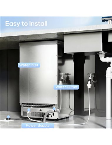 HOMCOM Commercial Ice Maker Machine, 36kg/24H Stainless Steel Under Counter or Freestanding Ice Machine, Silver