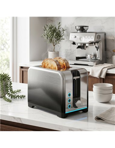 HOMCOM 2 Slice Toaster with 7 Browning Levels, Reheat, Defrost and Cancel Functions