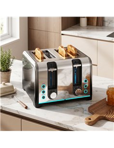 HOMCOM 4 Slice Toaster with 7 Browning Levels, Reheat, Defrost and Cancel Functions 2