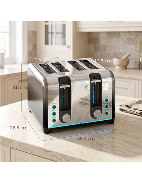 HOMCOM 4 Slice Toaster with 7 Browning Levels, Reheat, Defrost and Cancel Functions - pic 193155 | FastDaddyshop