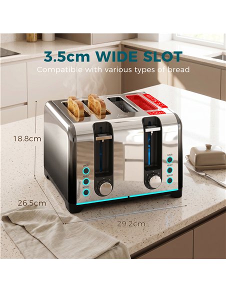 HOMCOM 4 Slice Toaster with 7 Browning Levels, Reheat, Defrost and Cancel Functions - pic 193156 | FastDaddyshop