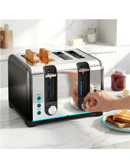 HOMCOM 4 Slice Toaster with 7 Browning Levels, Reheat, Defrost and Cancel Functions - pic 193160 | FastDaddyshop