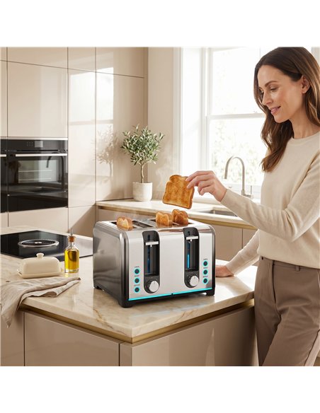 HOMCOM 4 Slice Toaster with 7 Browning Levels, Reheat, Defrost and Cancel Functions - pic 193161 | FastDaddyshop