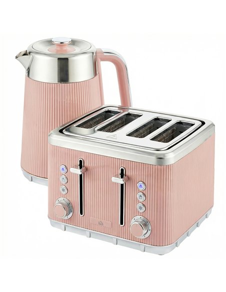 HOMCOM Electric Stainless Steel Kettle and Toaster Set, 3000W 1.7L UK Strix Thermostat Fast Boil Kettle Pink - pic 193162 | FastDaddyshop