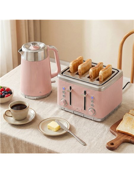 HOMCOM Electric Stainless Steel Kettle and Toaster Set, 3000W 1.7L UK Strix Thermostat Fast Boil Kettle Pink - pic 193163 | FastDaddyshop