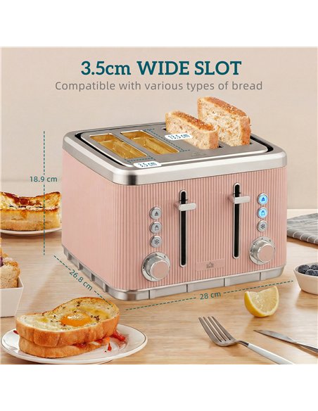 HOMCOM Electric Stainless Steel Kettle and Toaster Set, 3000W 1.7L UK Strix Thermostat Fast Boil Kettle Pink - pic 193167 | FastDaddyshop