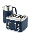 HOMCOM Electric Stainless Steel Kettle and Toaster Set, 3000W 1.7L UK Strix Thermostat Dark Blue