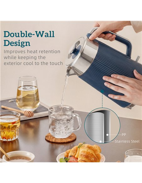 HOMCOM Electric Stainless Steel Kettle and Toaster Set, 3000W 1.7L UK Strix Thermostat Dark Blue - pic 193175 | FastDaddyshop